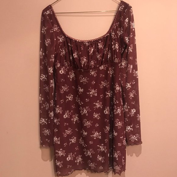 Maroon Floral Dress - Picture 1 of 4